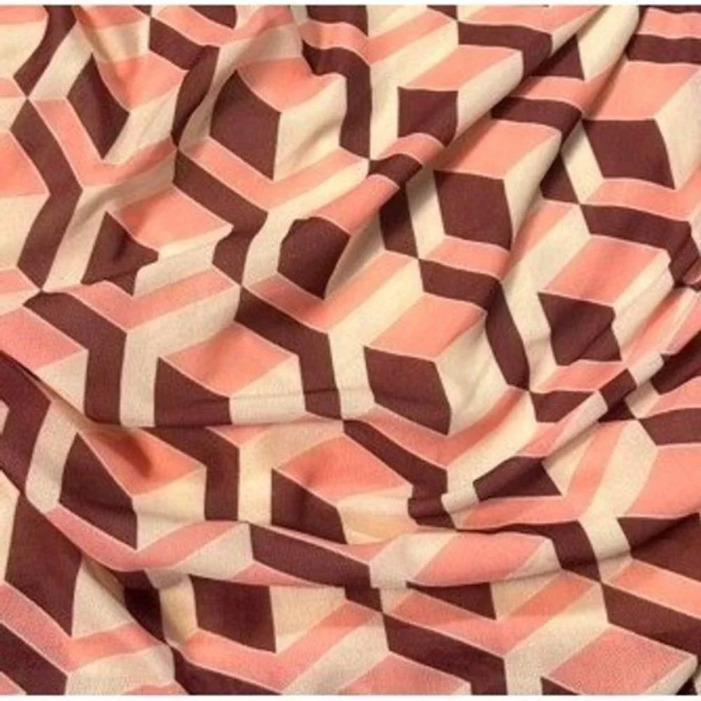 Bold Elements Pink Geometric Geo Print Cowl‎ Neck Ruched Top XS